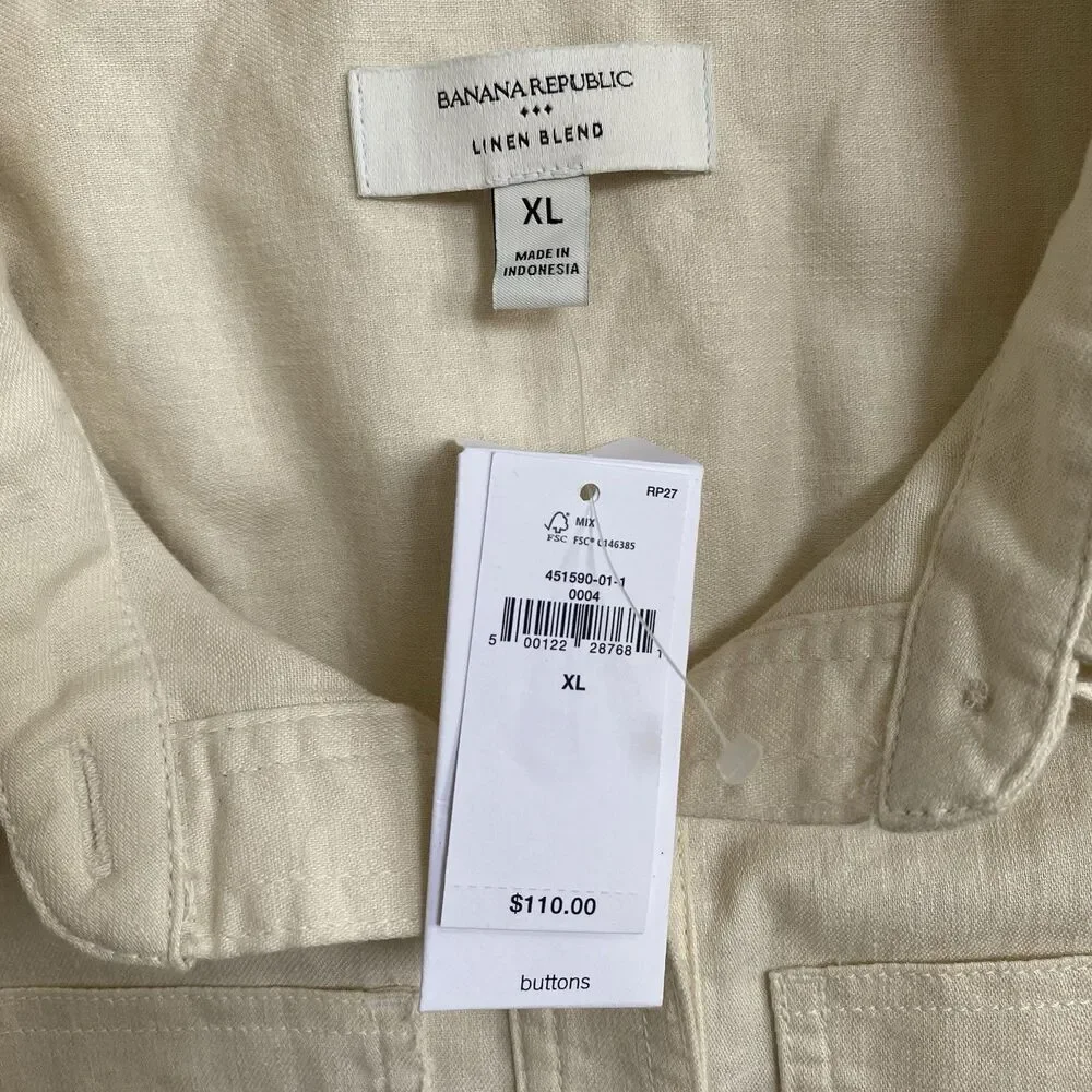Banana Republic Factory Stone Washed Linen-Blend Twill Romper Size XL